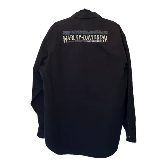 2003 Vintage Harley Davidson black button down FALL ‘03 100 Year Anniversary